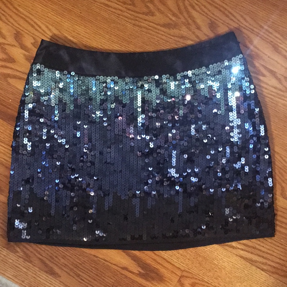 Express Blue Sequin Ombre Mini Skirt